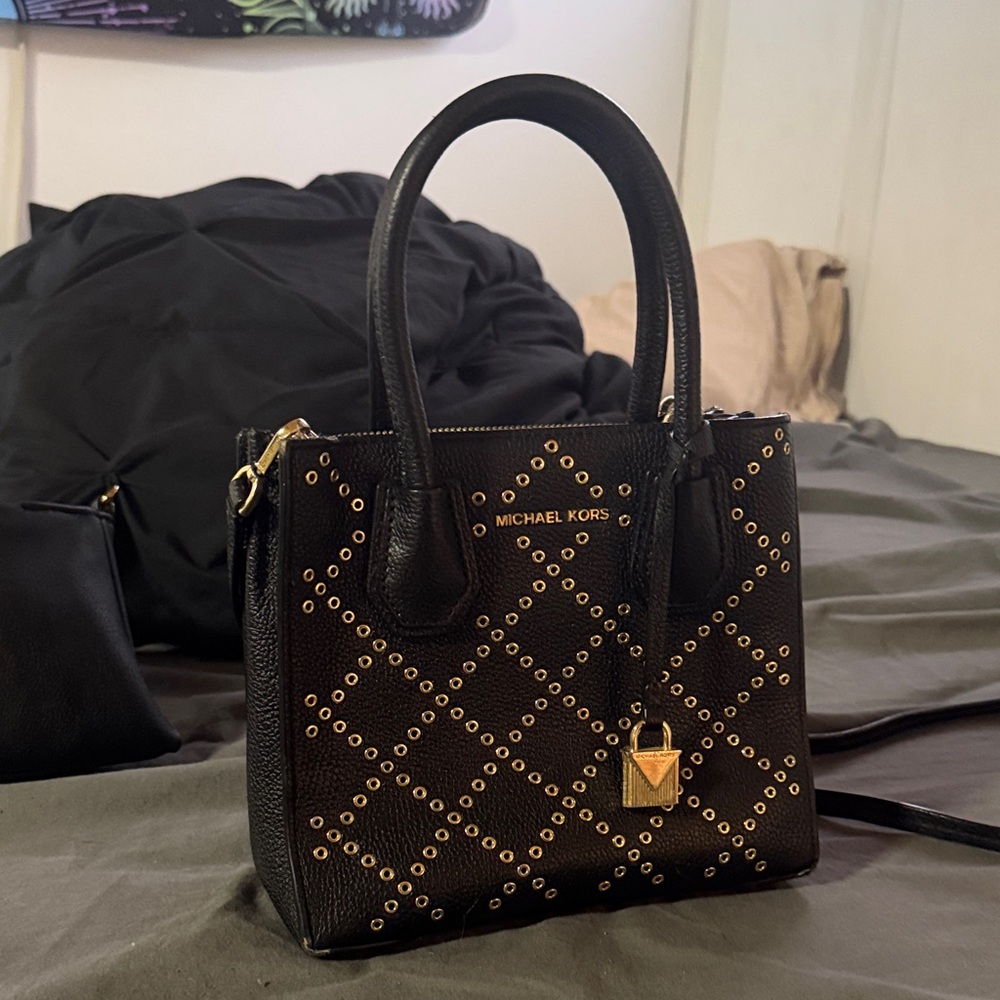 Michael Kors Black Satchel with Gold Accents